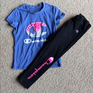 Champion Blue Tee and Black Leggings Set-5